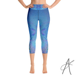 Abstract Capri leggings, Workout Pants 'Blue Sky' mixed media art - Castle  of Joy